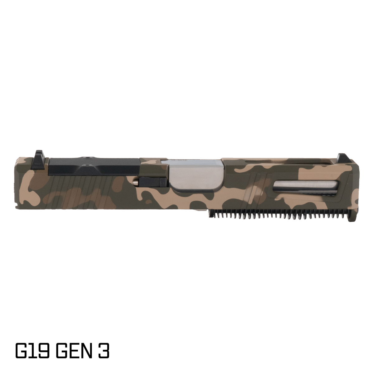 DTT Stiffler MFG Lionheart Ported Polished Stainless Barrel G19 Gen 1-3 Compatible 9MM OD Camo RMR Complete Slide Kit