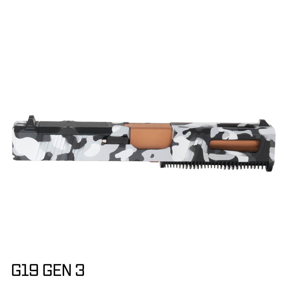 DTT Stiffler MFG Lionheart Copper PVD Barrel G19 Gen 1-3 Compatible 9MM Winter Camo RMR Complete Slide Kit