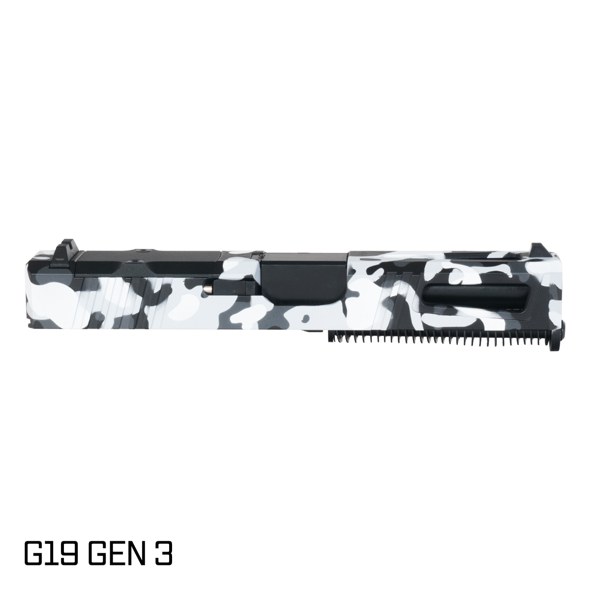 DTT Stiffler MFG Lionheart Crowned Nitride Barrel G19 Gen 1-3 Compatible 9MM Winter Camo RMR Complete Slide Kit