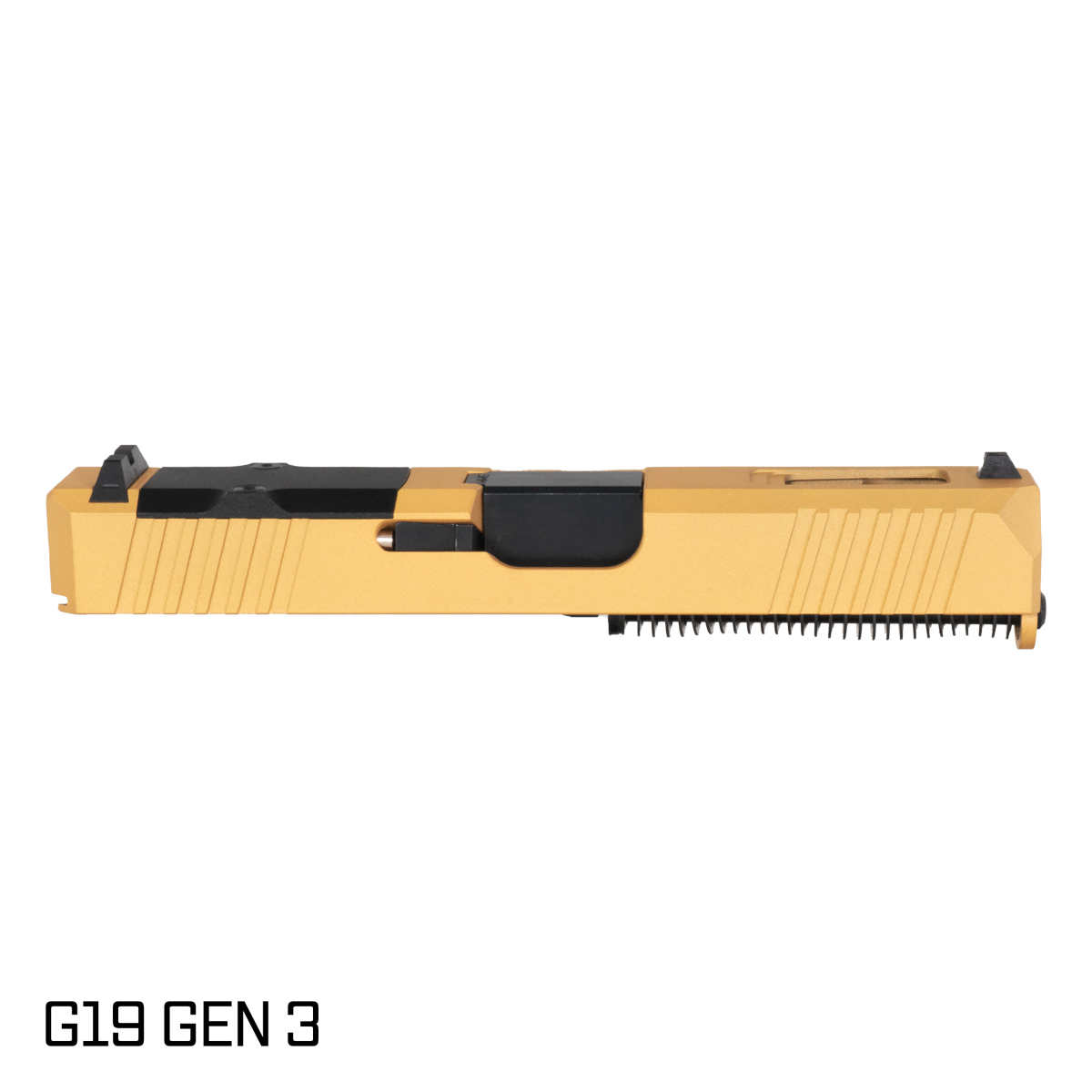 DTT Stiffler MFG Wayfinder Ported Nitride Barrel G19 Gen 1-3 Compatible 9MM Gold RMR Complete Slide Kit