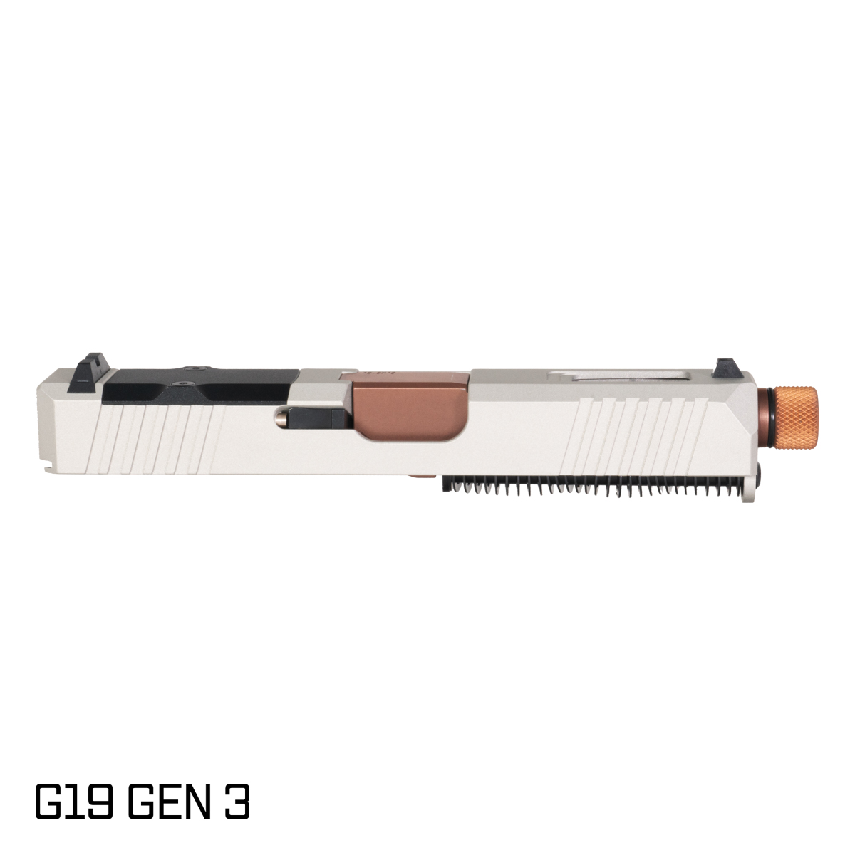 DTT Stiffler MFG Wayfinder Threaded Copper PVD Barrel G19 Gen 1-3 Compatible 9MM 17-4 Stainless Steel Shimmer Aluminum Cerakote Complete Slide Kit