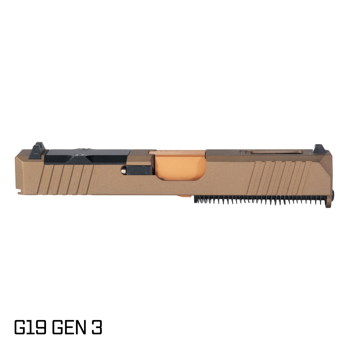 DTT Stiffler MFG Wayfinder Ported Copper PVD Barrel G19 Gen 1-3 Compatible 9MM 17-4 Stainless Steel  Burnt Bronze Cerakote Complete Slide Kit