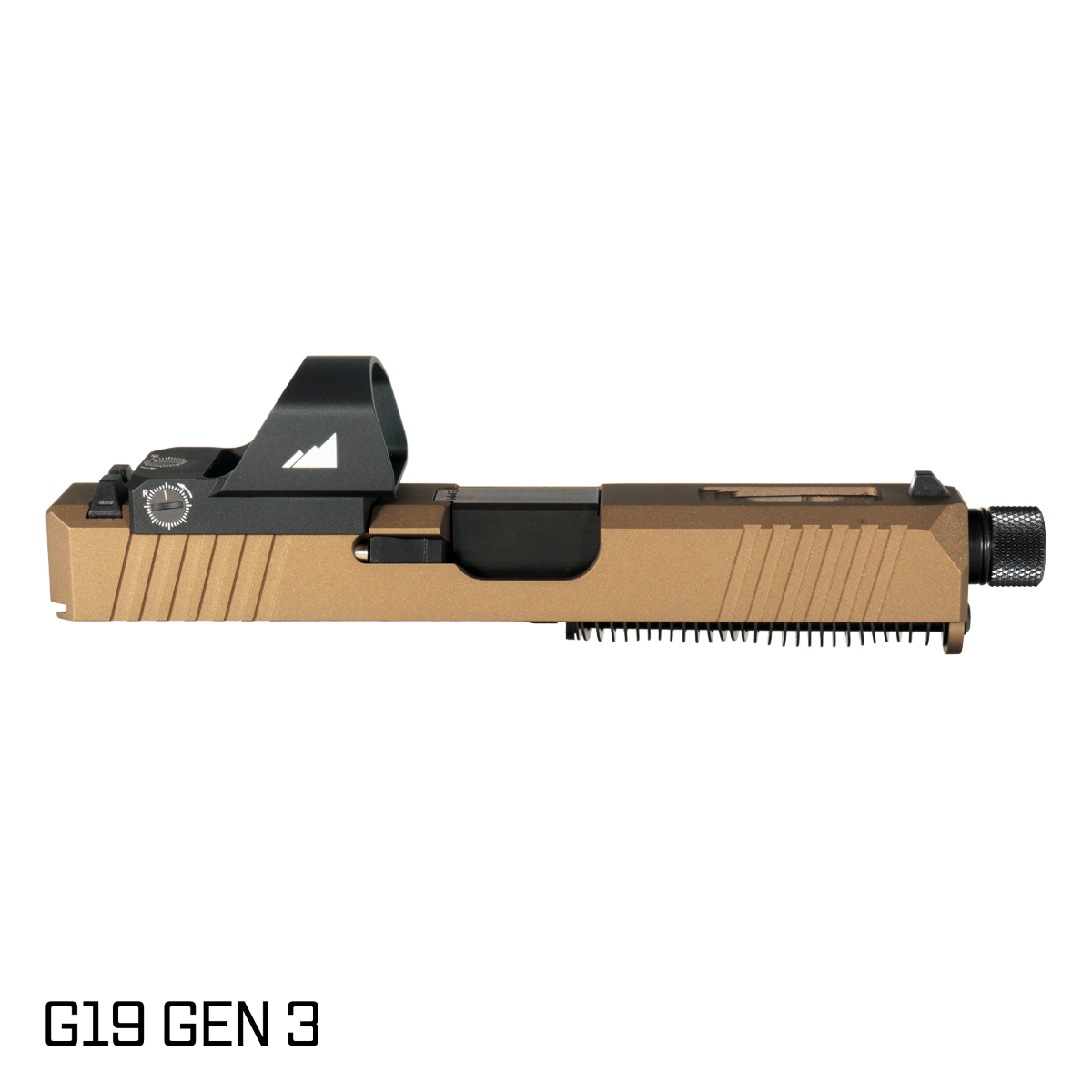 DTT Stiffler MFG Wayfinder Threaded Nitride Barrel G19 Gen 1-3 Compatible 9MM 17-4 Stainless Steel  Burnt Bronze Cerakote Complete Slide Kit ﻿﻿﻿﻿w/ Northtac F12 Red Dot
