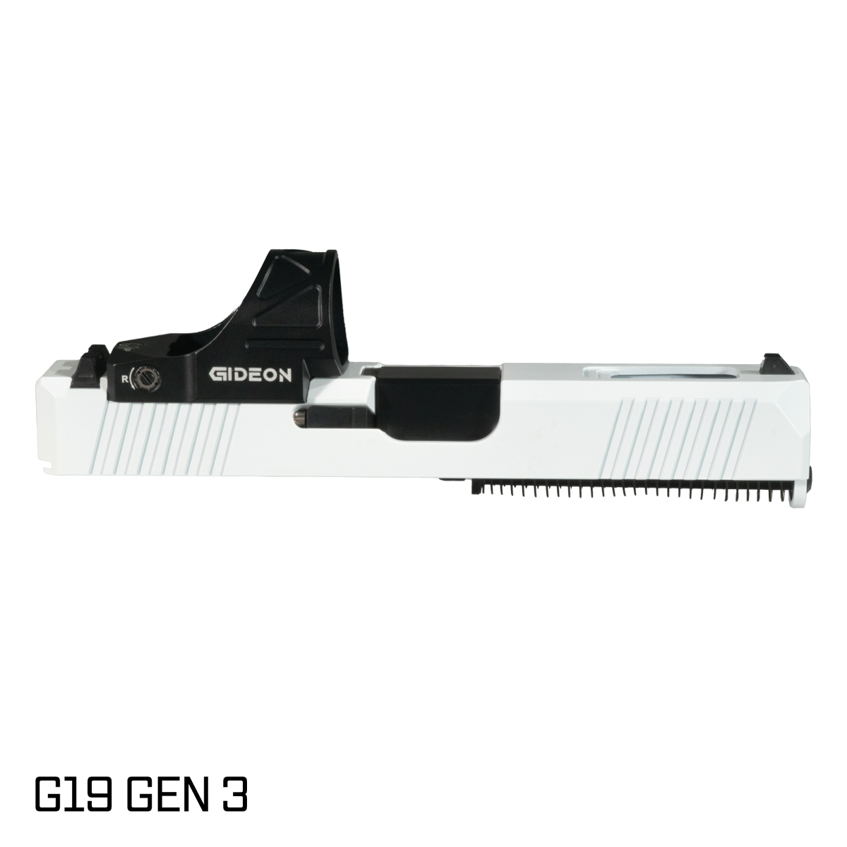 DTT Stiffler MFG Wayfinder Ported Nitride Barrel G19 Gen 1-3 Compatible 9MM White RMR Complete Slide Kit, Gideon Omega SRO Red Dot
