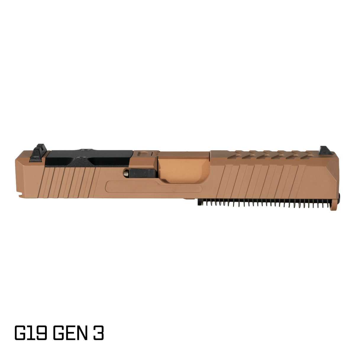 DTT Stiffler MFG Helios Crowned Copper PVD Barrel G19 Gen 1-3 Compatible 9MM 17-4 Stainless Steel Copper Brown Cerakote Complete Slide Kit