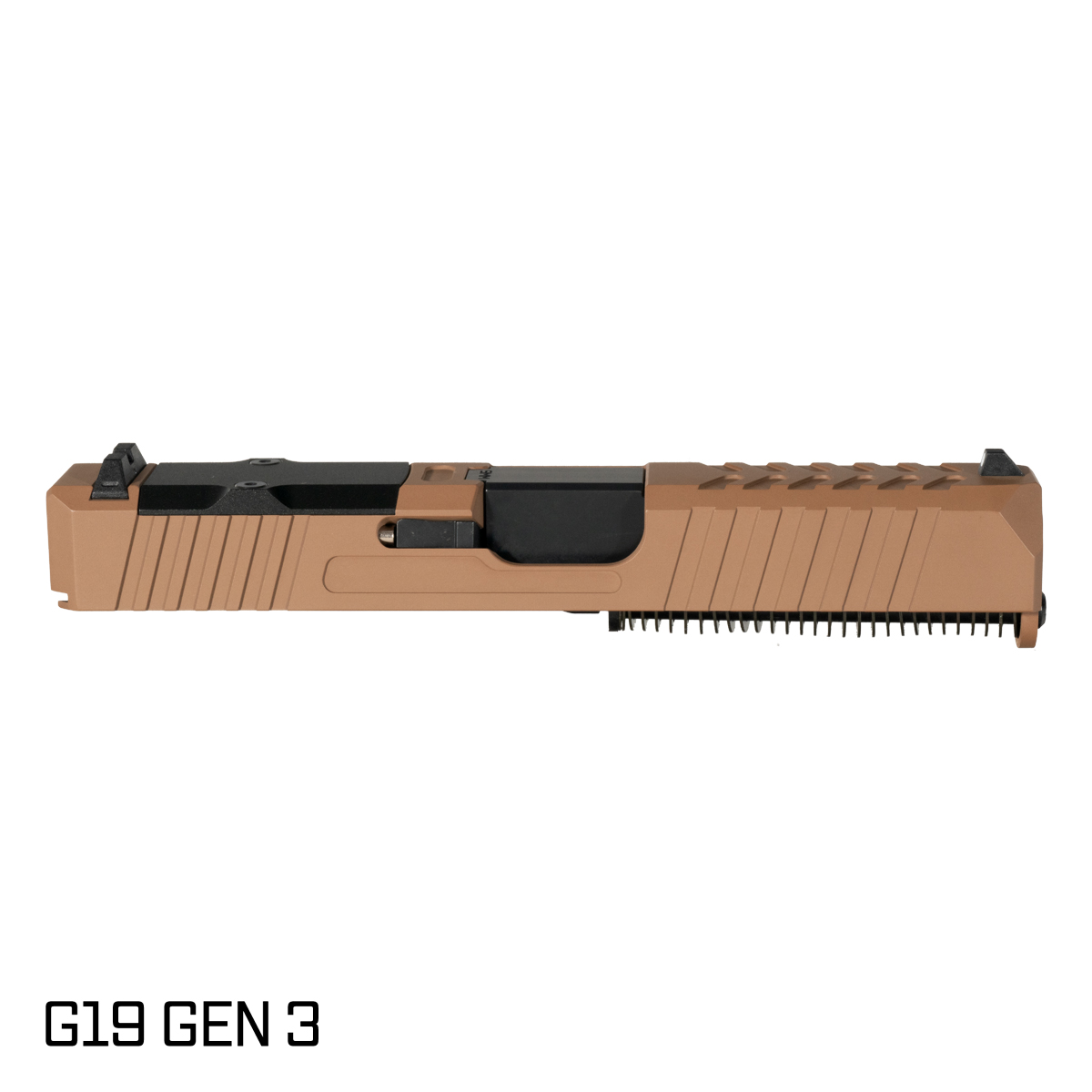 DTT Stiffler MFG Helios Crowned Nitride Barrel G19 Gen 1-3 Compatible 9MM 17-4 Stainless Steel Copper Brown Cerakote Complete Slide Kit