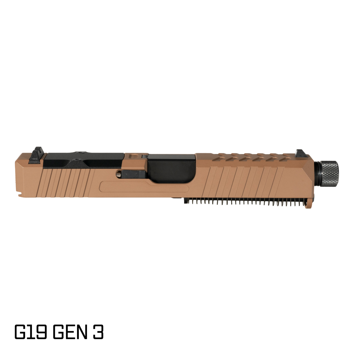 DTT Stiffler MFG Helios Threaded Nitride Barrel G19 Gen 1-3 Compatible 9MM 17-4 Stainless Steel Copper Brown Cerakote Complete Slide Kit