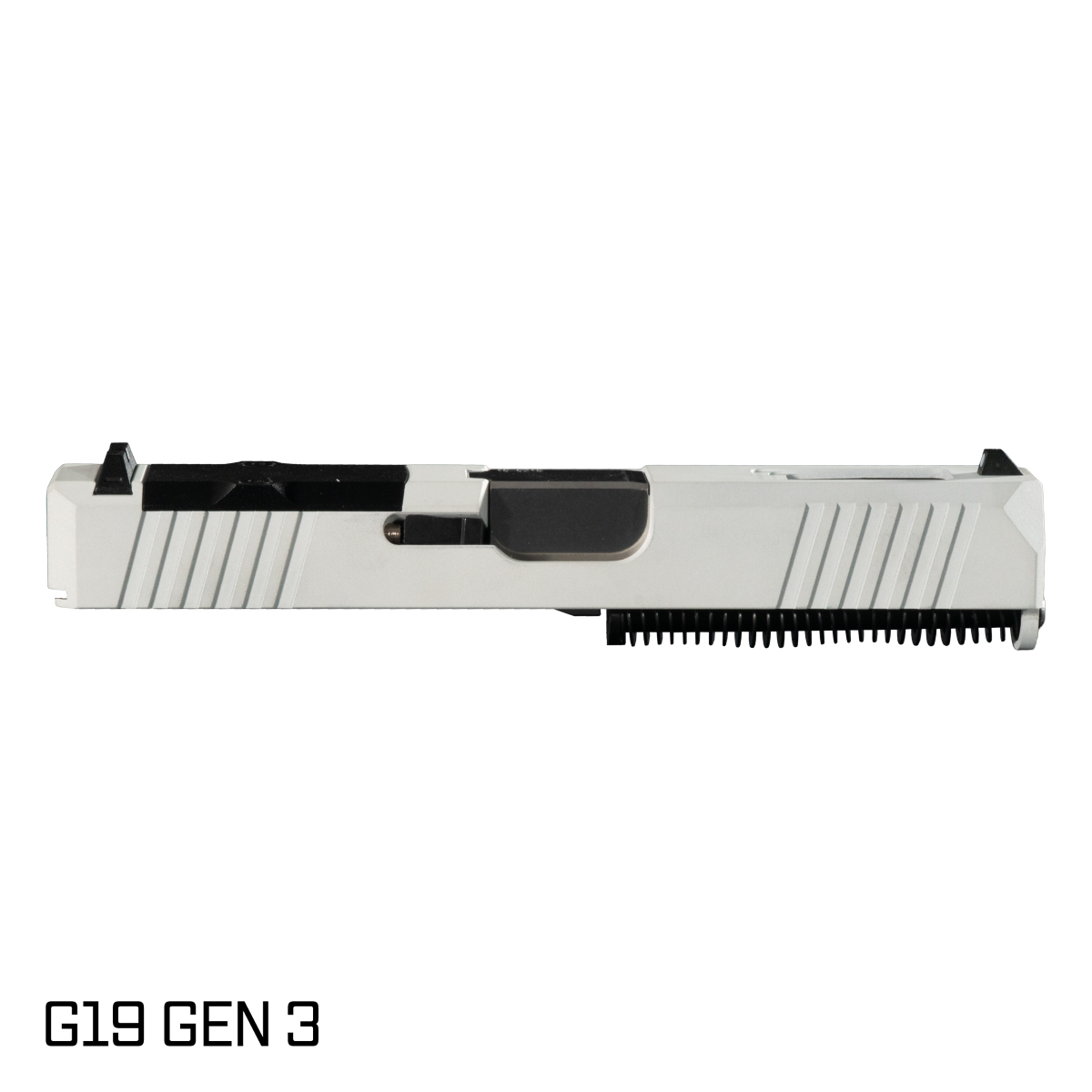 DTT Stiffler MFG Wayfinder Ported Polished Stainless Barrel G19 Gen 1-3 Compatible 9MM 17-4 Stainless Steel White Cerakote Complete Slide Kit