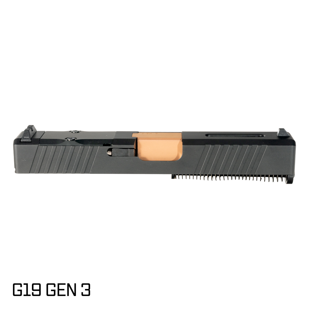 Davidson Defense Blemished 'Ol Reliable Crowned Copper PVD Barrel G19 Gen 1-3 Compatible 9MM Stainless Steel Top Window Cut Black Nitride Complete Slide Kit