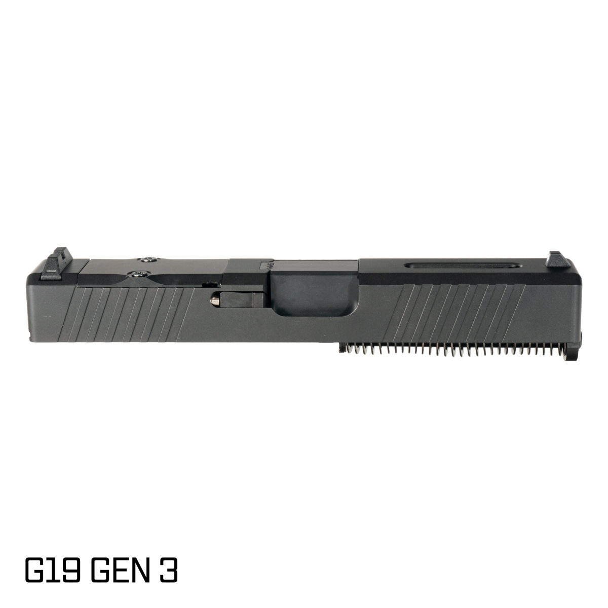 Davidson Defense Blemished 'Ol Reliable Crowned Nitride Barrel G19 Gen 1-3 Compatible 9MM Stainless Steel Top Window Cut Black Nitride Complete Slide Kit