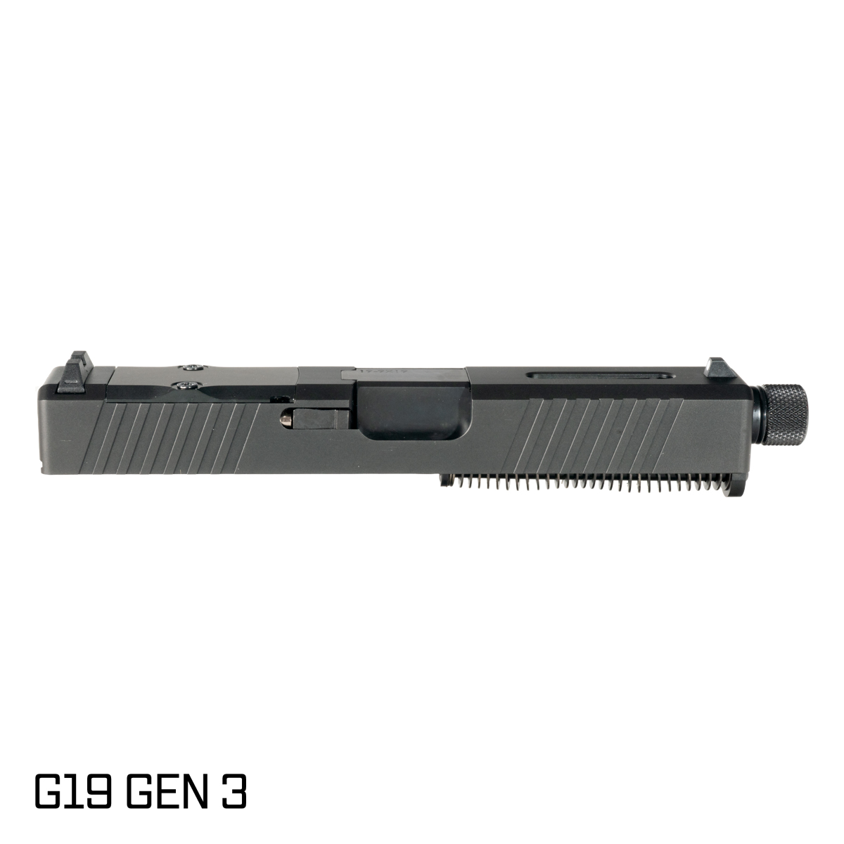 Davidson Defense Blemished 'Ol Reliable Threaded Nitride Barrel G19 Gen 1-3 Compatible 9MM Stainless Steel Top Window Cut Black Nitride Complete Slide Kit