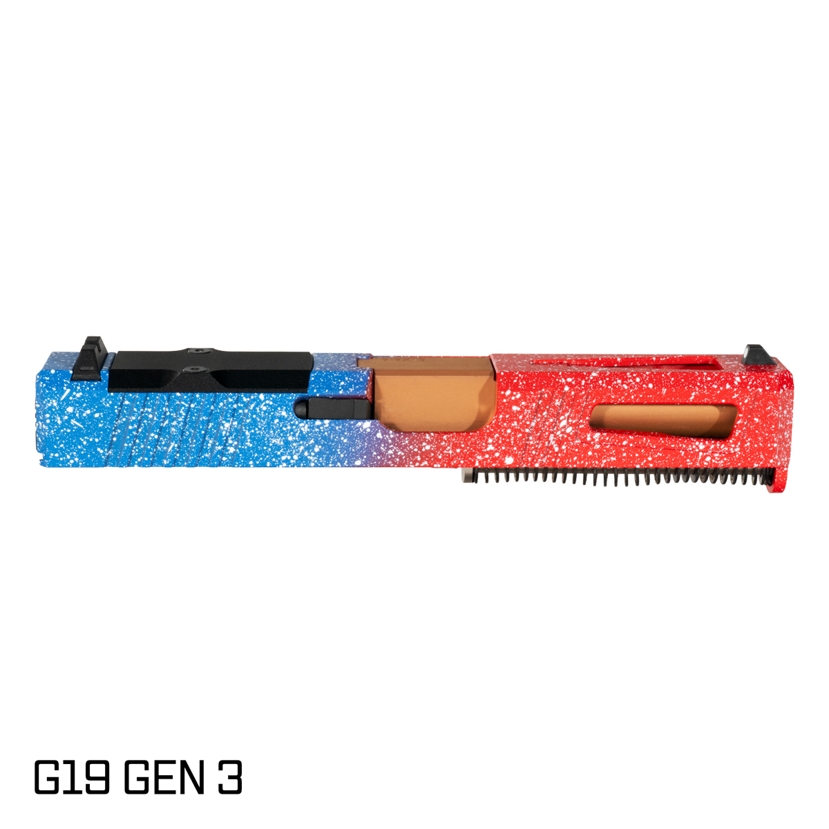 DTT Stiffler MFG Lionheart Crowned Copper PVD Barrel G19 Gen 1-3 Compatible 9MM 17-4 Stainless Steel Top Window Cut USA Cerakote Complete Slide Kit