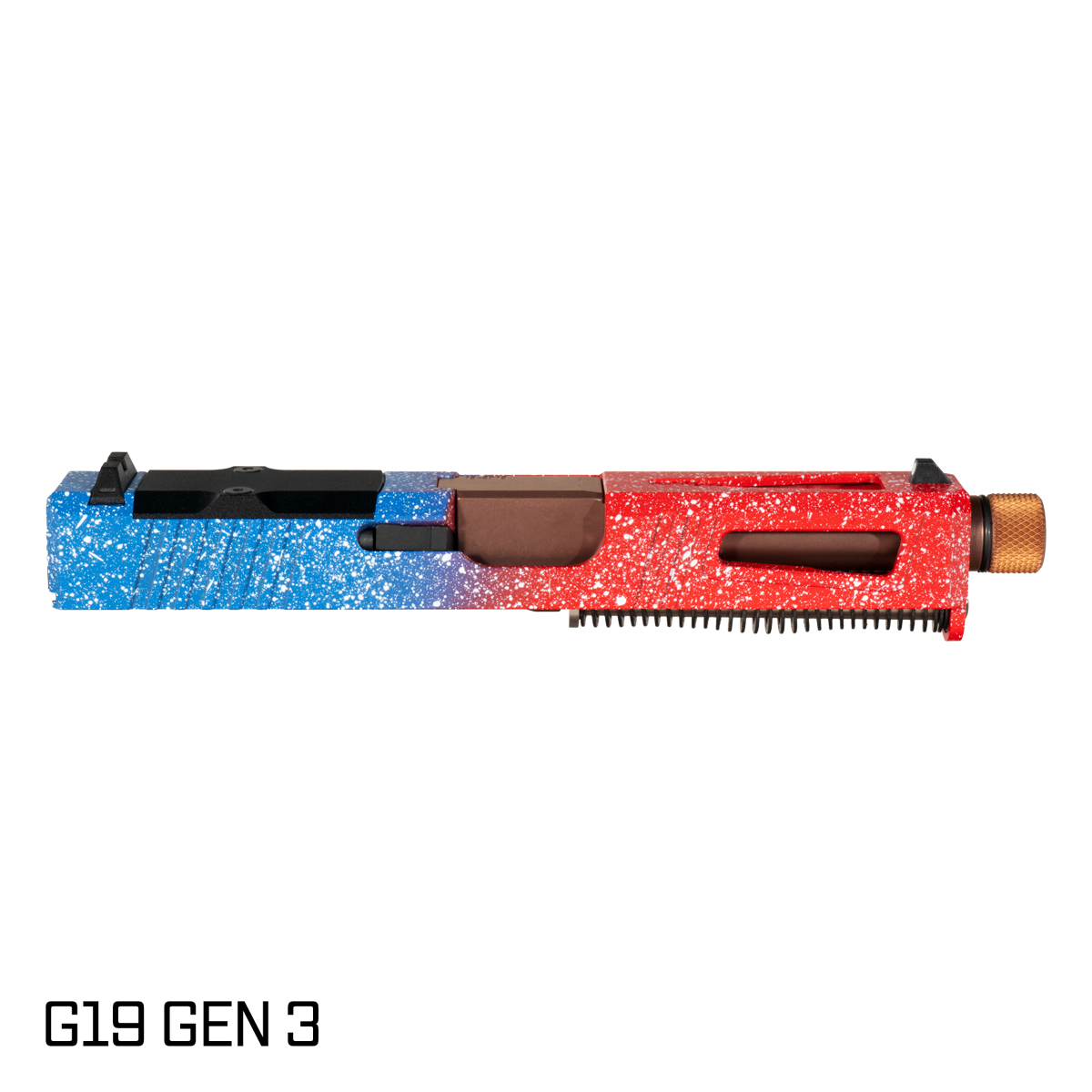 DTT Stiffler MFG Lionheart Threaded Copper PVD Barrel G19 Gen 1-3 Compatible 9MM 17-4 Stainless Steel Top Window Cut USA Cerakote Complete Slide Kit