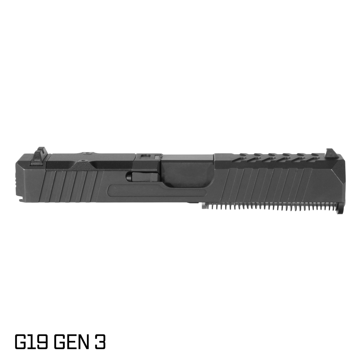 DTT Stiffler MFG Helios Crowned Nitride Barrel G19 Gen 1-3 Compatible 9MM 17-4 Stainless Steel Optics Cut Black Nitride Complete Slide Kit