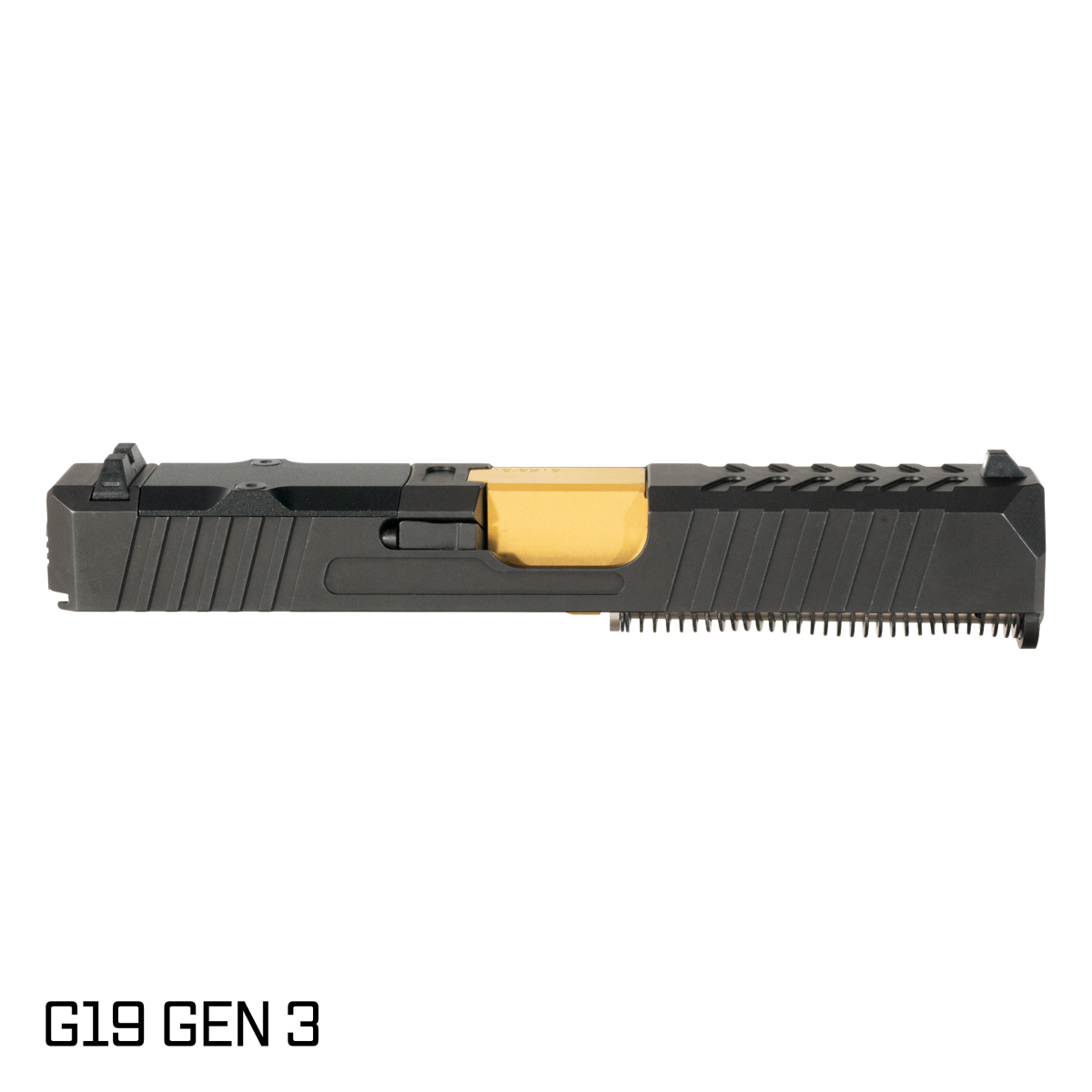 DTT Stiffler MFG Helios Crowned Gold TiN 9MM Barrel G19 Gen 1-3 Slide Kit Optics Cut