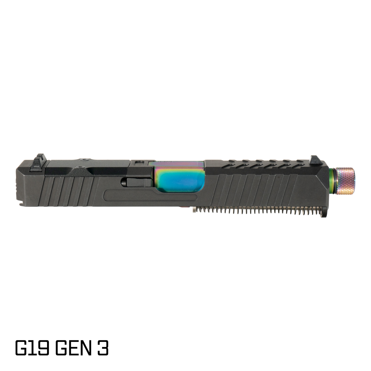 DTT Stiffler MFG Helios Threaded Rainbow PVD 9MM Barrel G19 Gen 1-3 Slide Kit