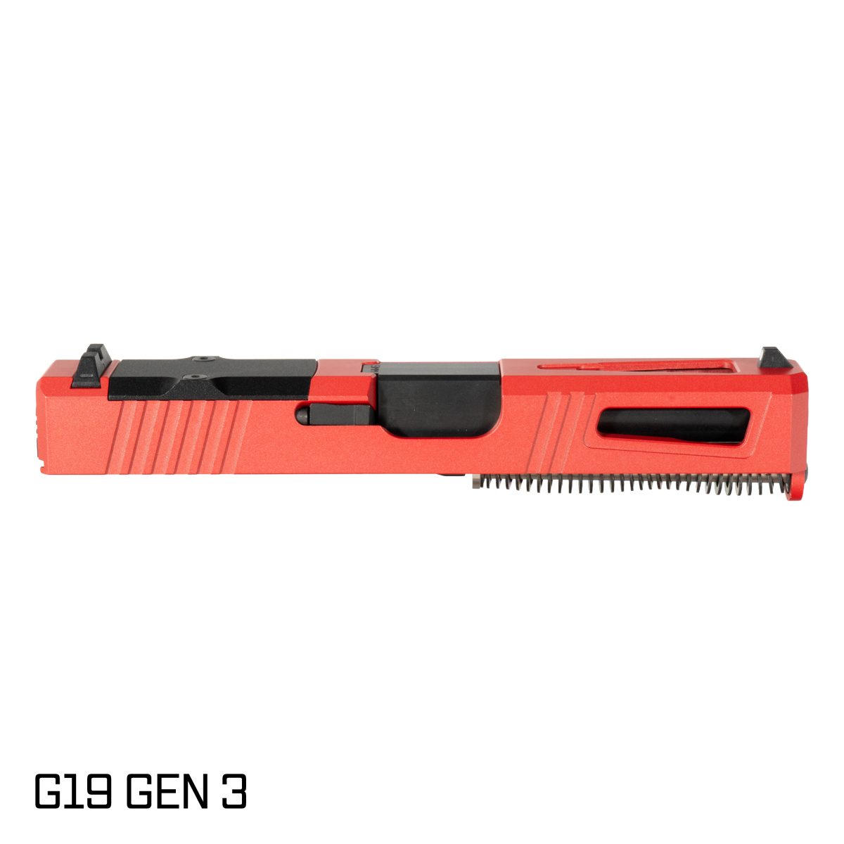 DTT Stiffler MFG Blemished Lionheart Ported Nitride Barrel G19 Gen 1-3 Compatible 9MM 17-4 Stainless Steel Top Window Cut Red Crimson Cerakote Complete Slide Kit