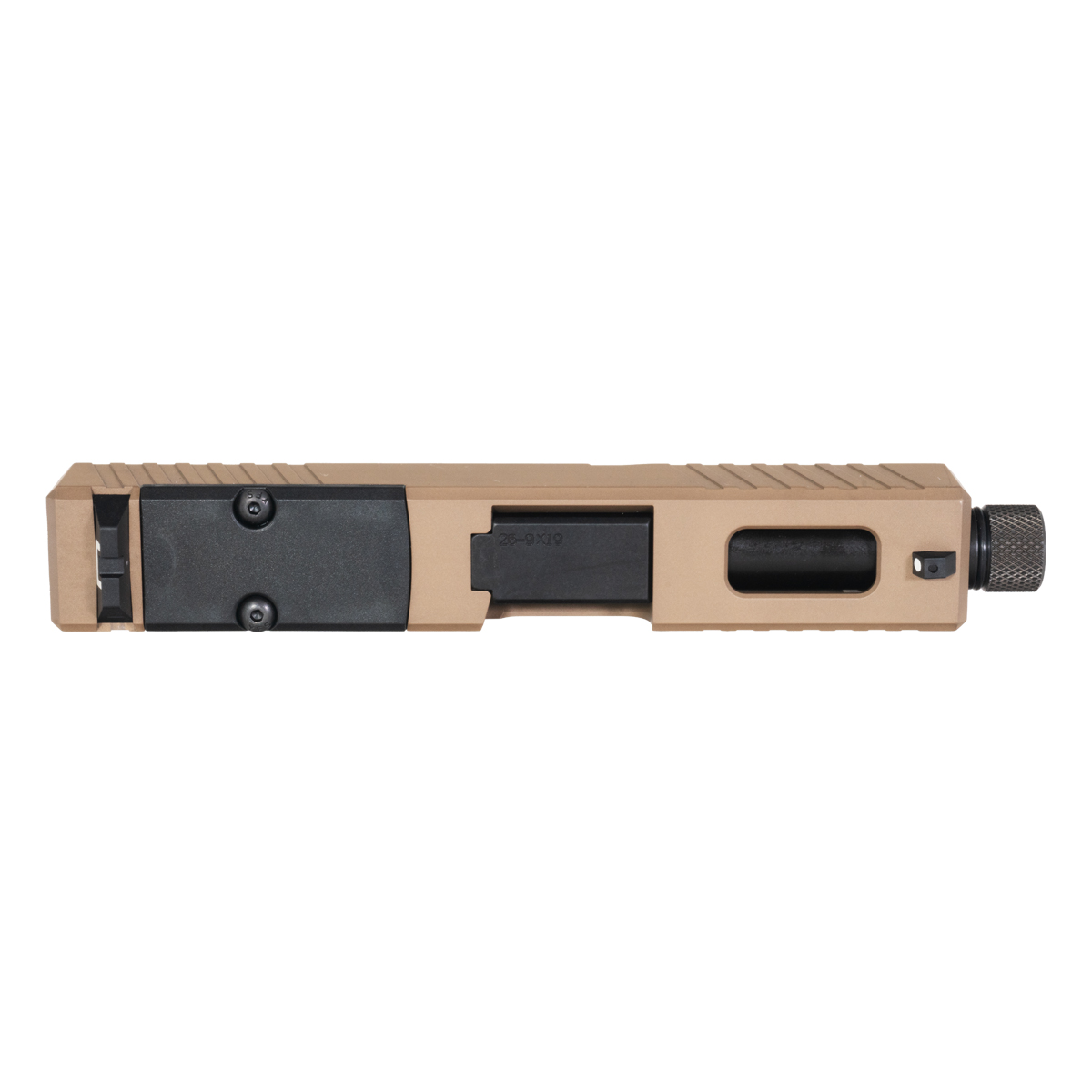 Complete Assembled G26 Slide – Rear Serrated, Nitride Finish, Stainless Barrel, Std Sights – 9mm