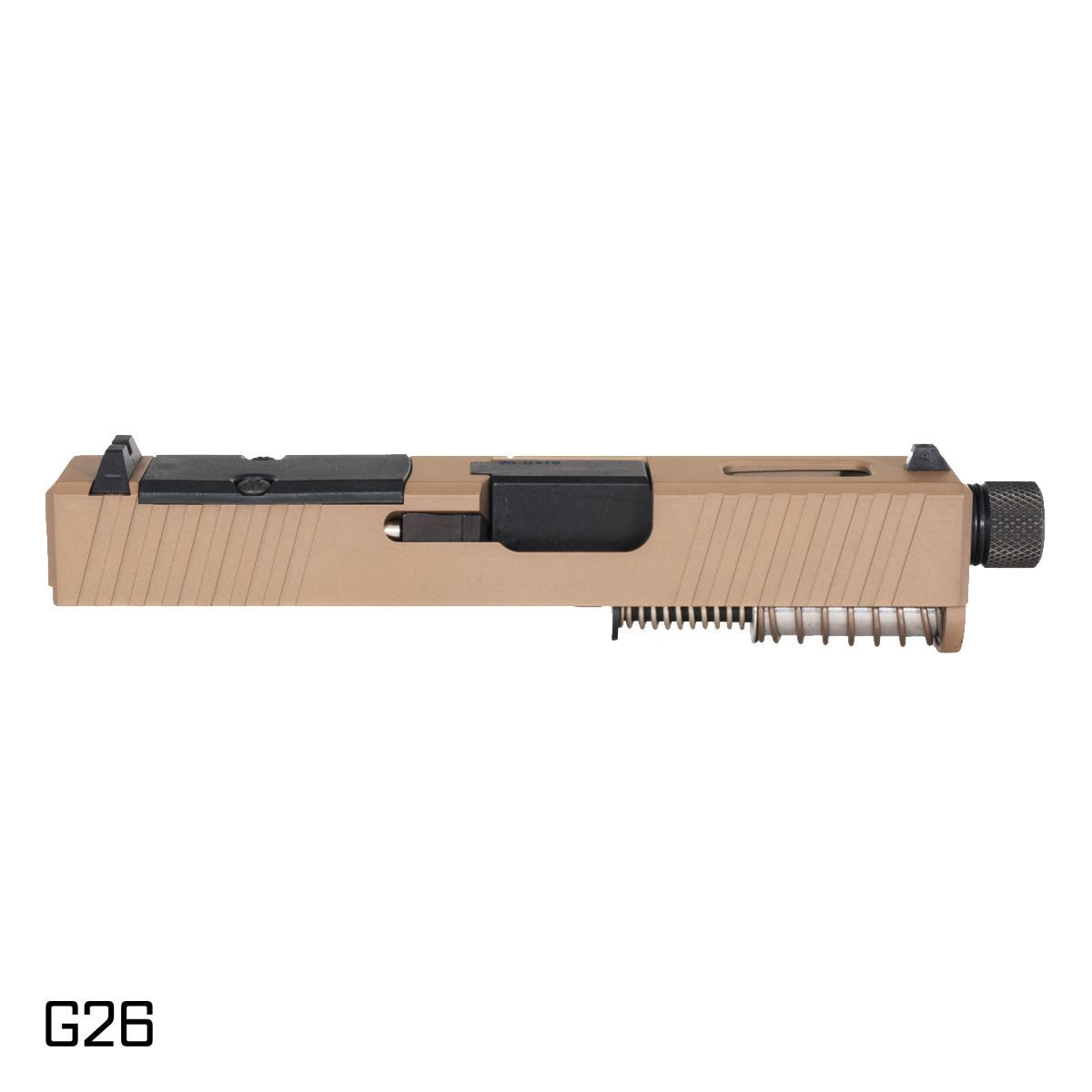 Davidson Defense Nova Threaded Black Nitride Barrel G26 Gen 1-3 Compatible 9MM FDE RMS Complete Slide Kit