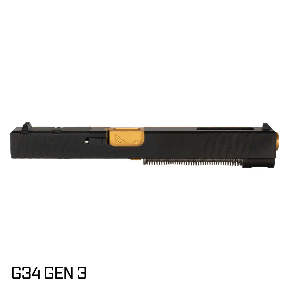 Davidson Defense Tribunal Gold TiN Barrel G34 Gen 3-4 Compatible 9MM Black RMR Window Cut Complete Slide