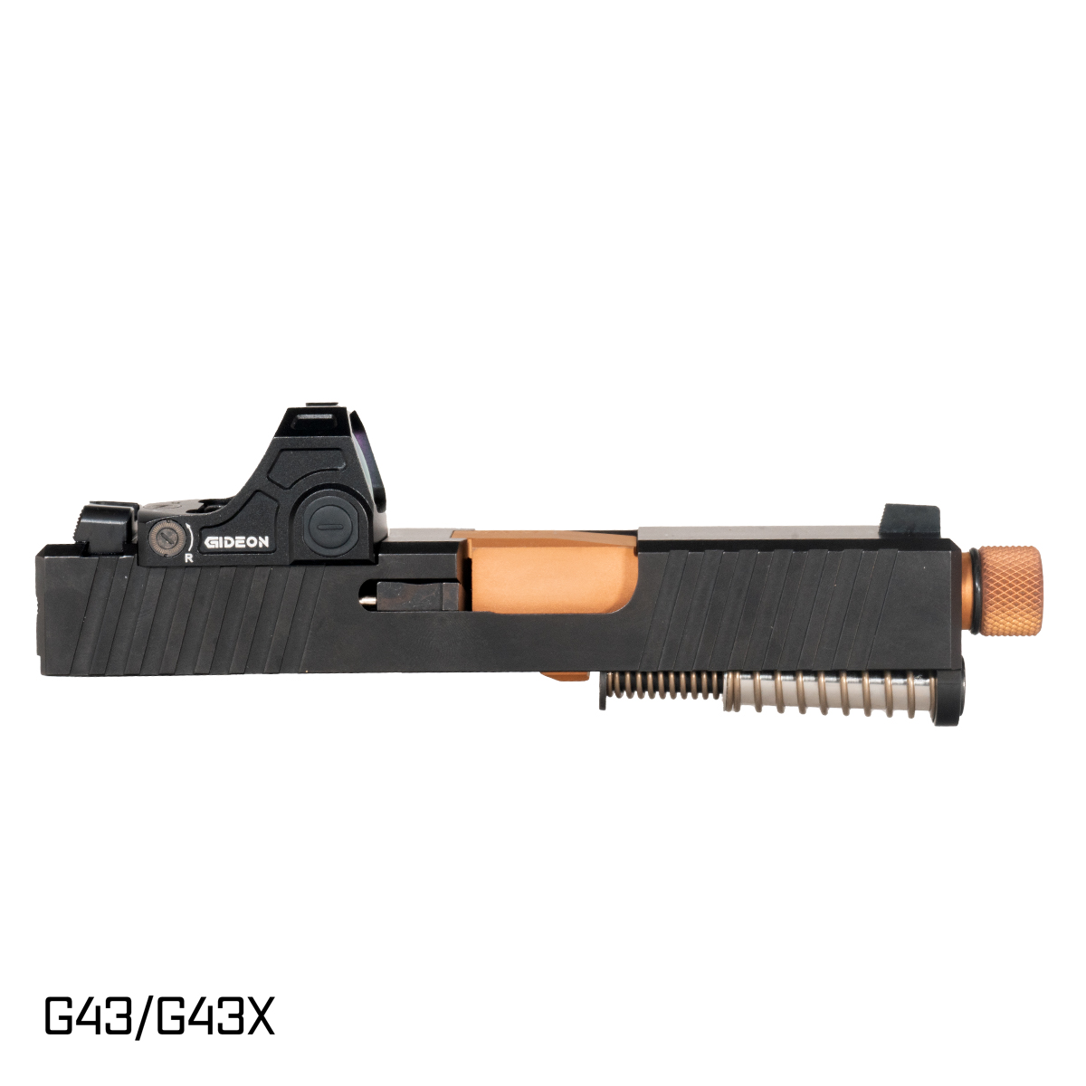 Davidson Defense Sentinel Threaded Copper PVD Barrel G43 Compatible 9MM Black RMSc Complete Slide Kit, Gideon Optics Judge (RMSC) Single Red Dot