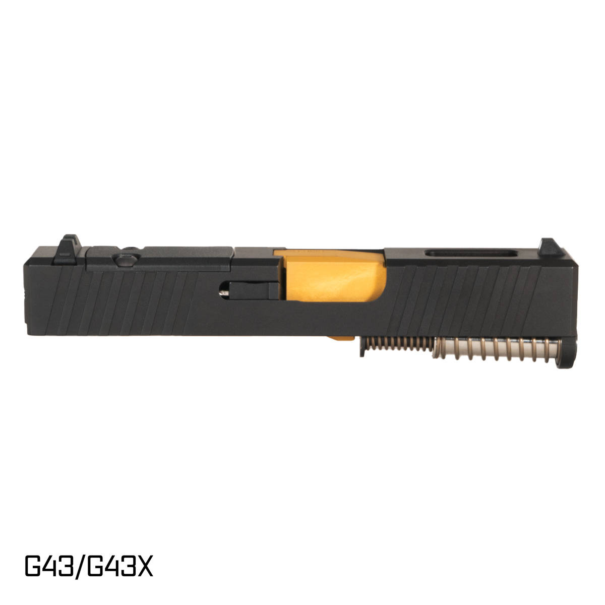 Davidson Defense Sentinel Gold TiN Barrel G43 Compatible 9MM Black RMSc Window Cut Complete Slide Kit