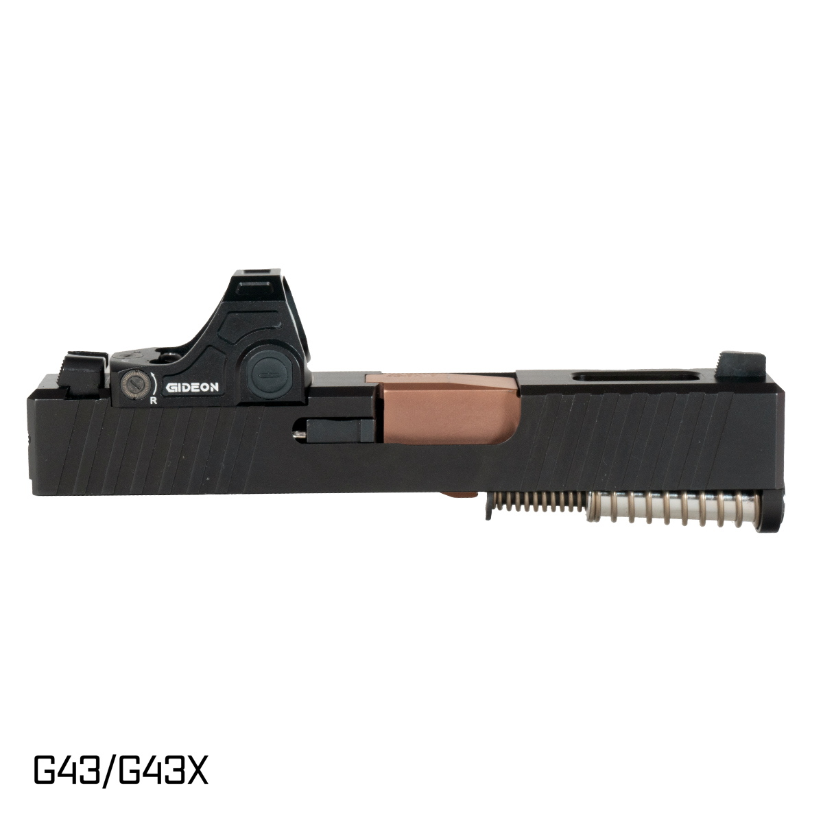 Davidson Defense Sentinel Copper PVD Barrel G43 Compatible 9MM Black RMSc Window Cut Complete Slide Kit, Gideon Optics Judge (RMSC) Single Red Dot