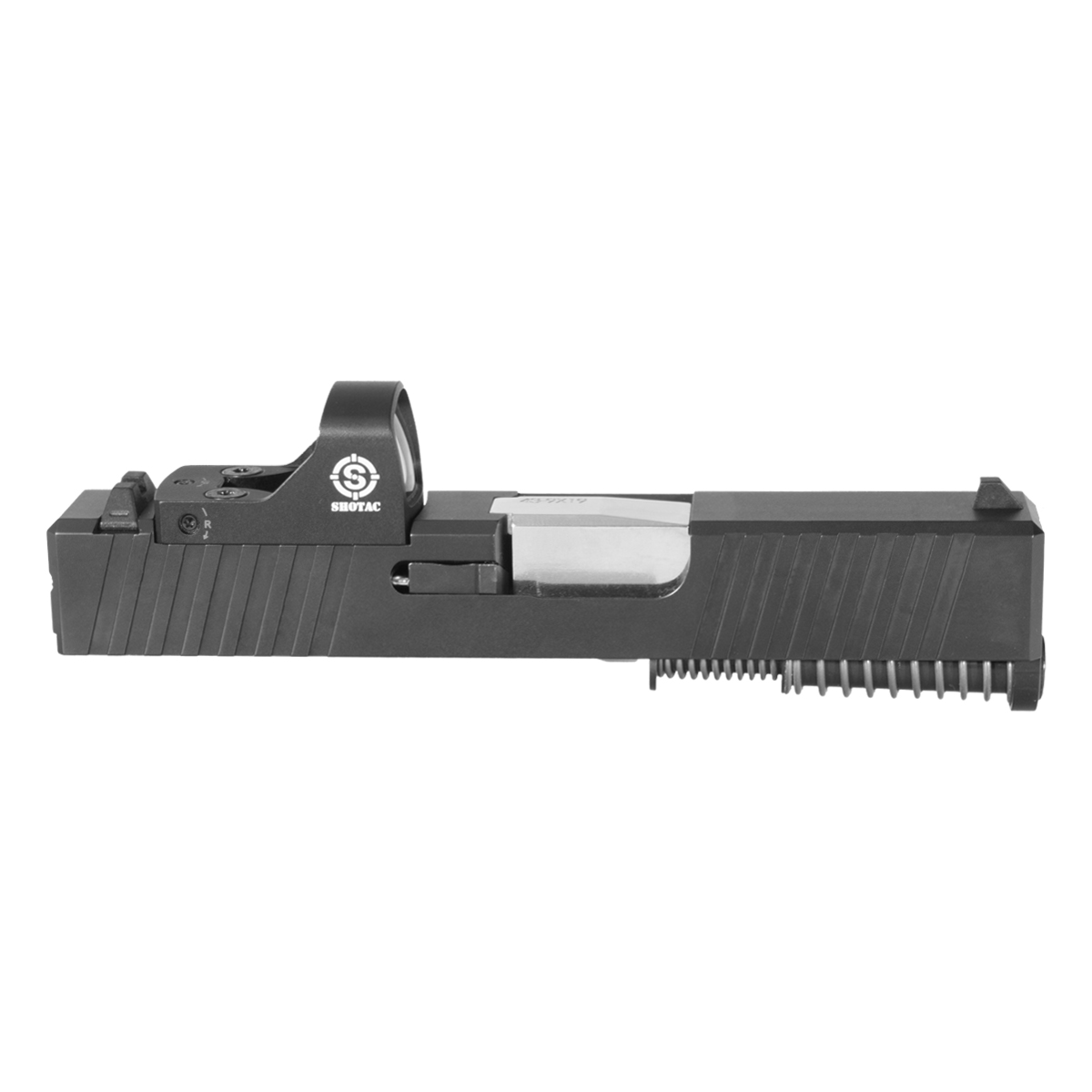 Davidson Defense Sentinel Polished Stainless Barrel G43 Compatible 9MM Black RMSc Complete Slide Kit, SHOTAC Red Dot