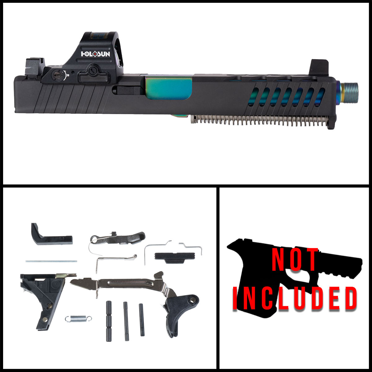 DTT 'Shining Express w/Red Dot' 9mm Full Pistol Build Kit (Everything Minus Frame) - Glock 17 Gen 1-3 Compatible