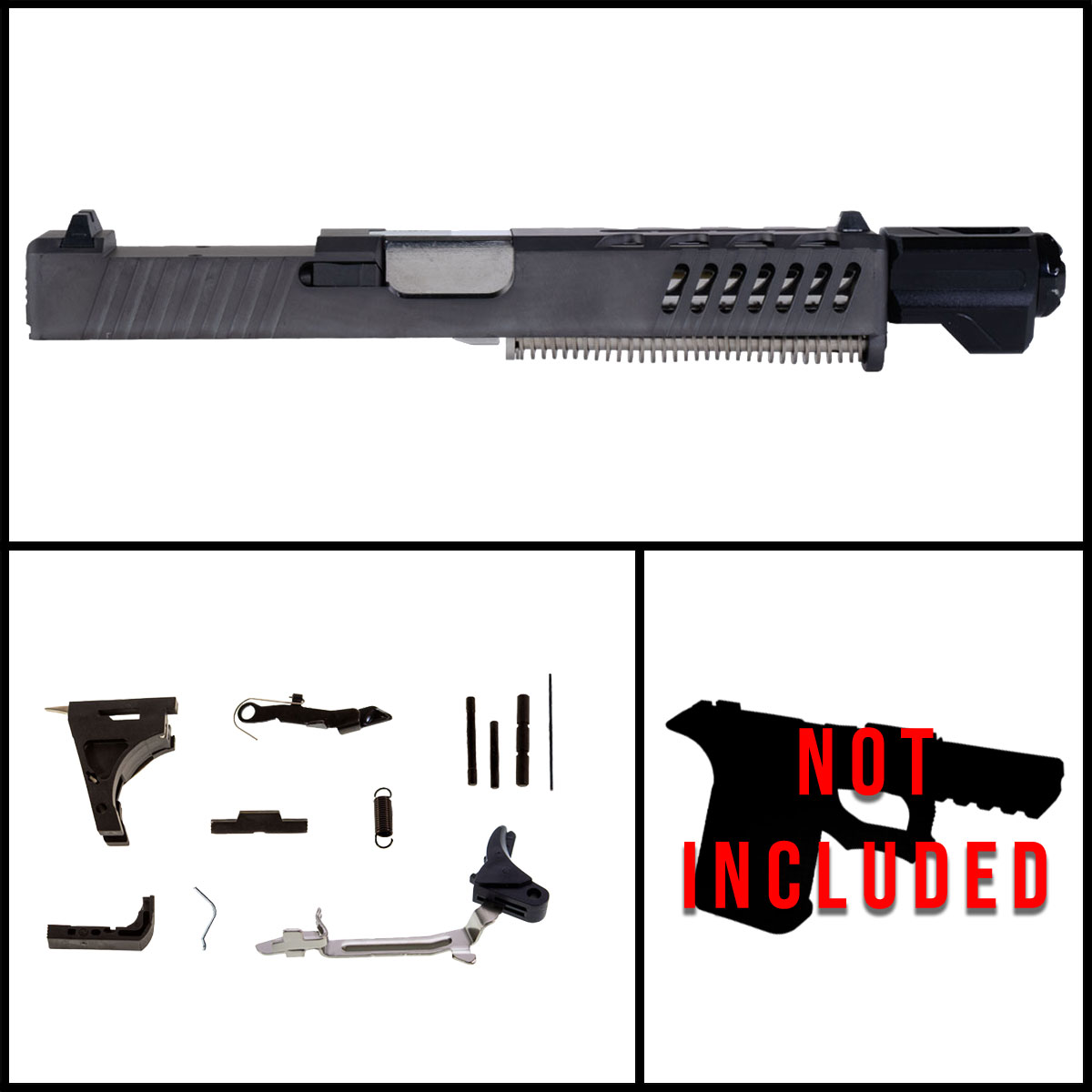 DTT 'Fastlink' 9mm Full Pistol Build Kit (Everything Minus Frame) - Glock 17 Gen 1-3 Compatible