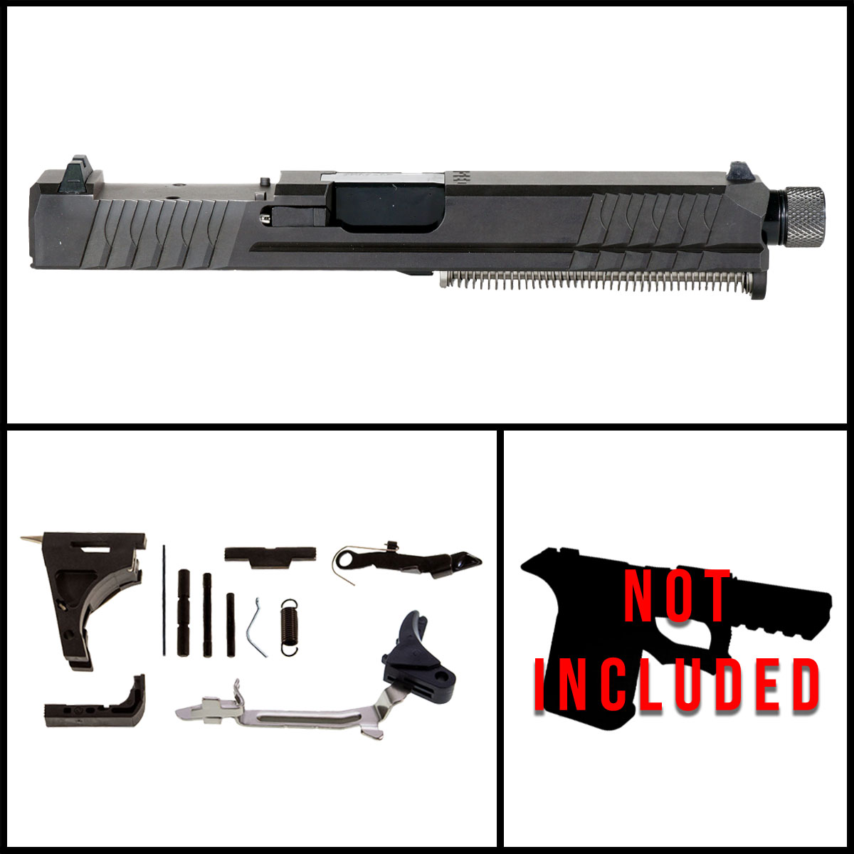 DDS 'Obsidian Blade' 9mm Full Pistol Build Kit (Everything Minus Frame) - Glock 17 Gen 1-3 Compatible
