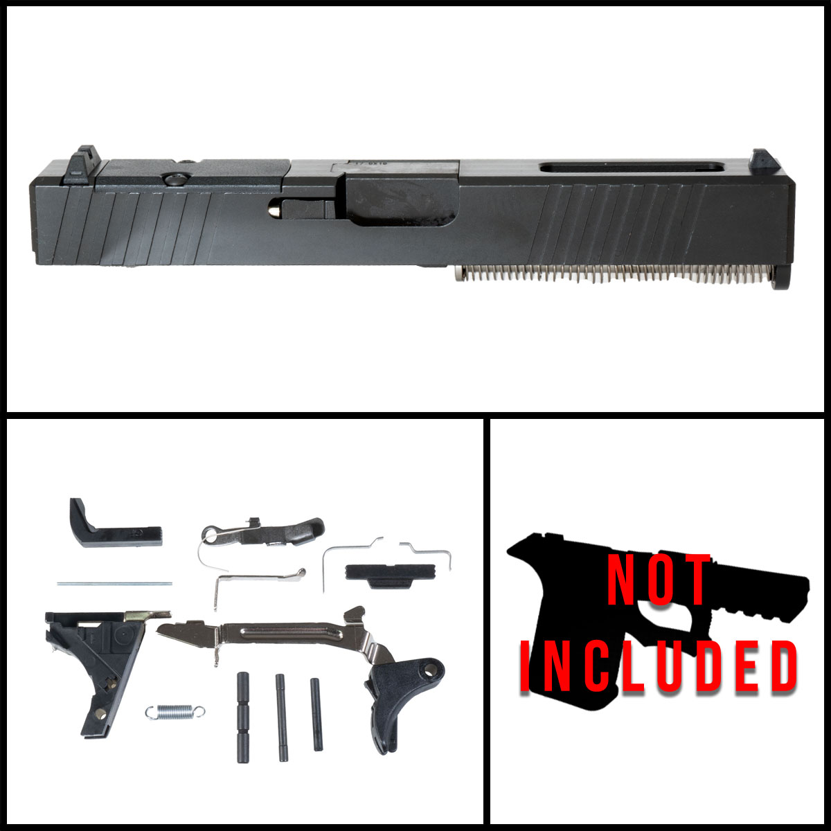 OTD 'Painted Black' 9mm Glock 17 Compatible Full Pistol Build Kit ...