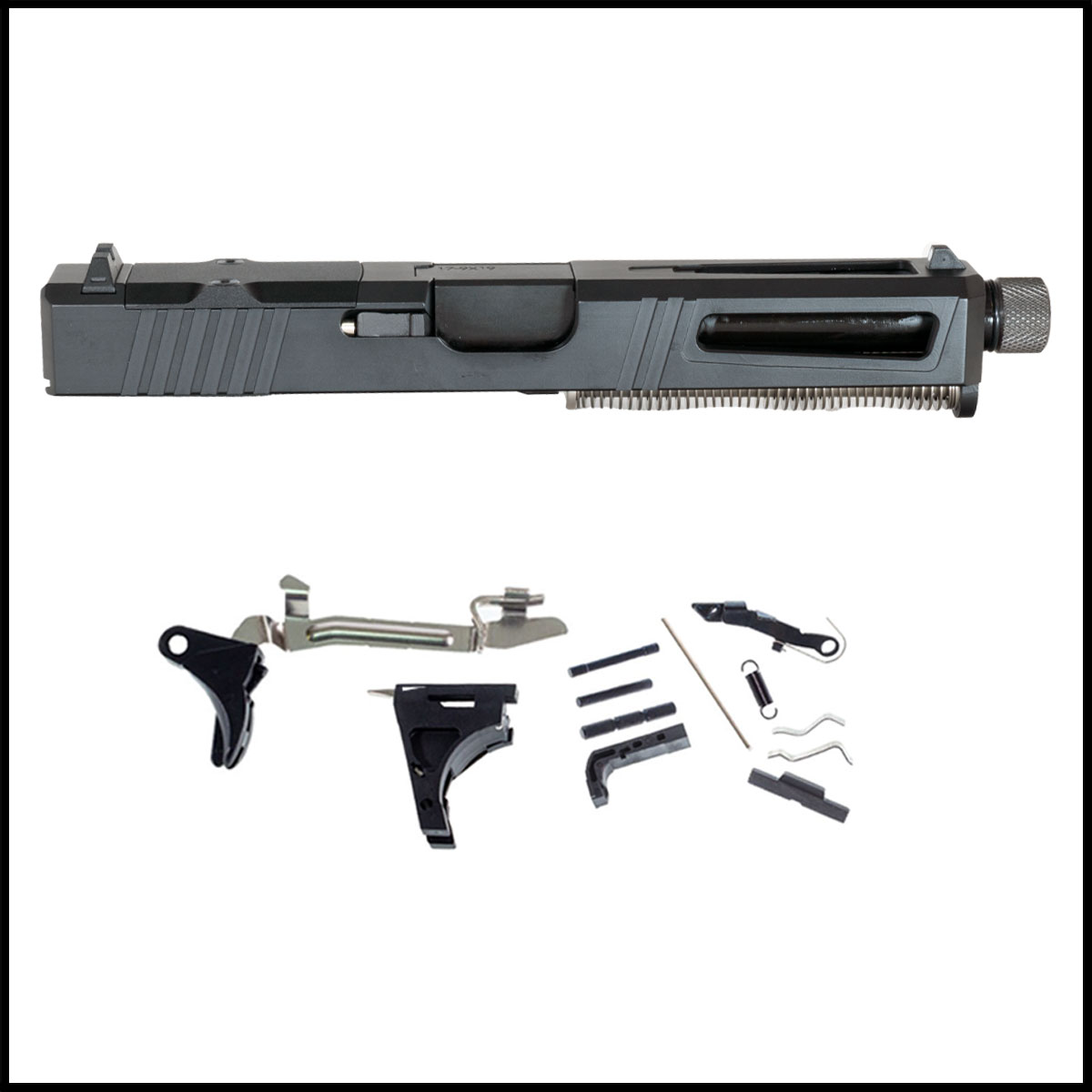 DTT Stiffler MFG Lionheart-Black-Nitrided Threaded Barrel Glock 17 Compatible Full Pistol Build Kit (Everything Minus Frame)