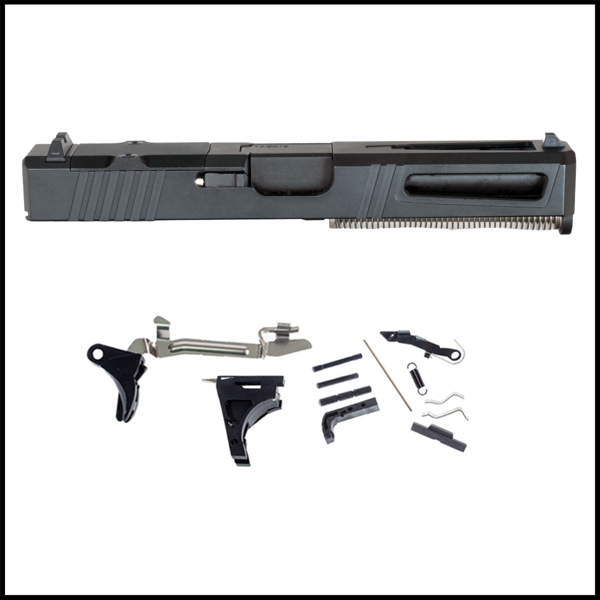 DTT Stiffler MFG Lionheart-Black-Nitrided Ported Barrel Glock 17 Compatible Full Pistol Build Kit (Everything Minus Frame)