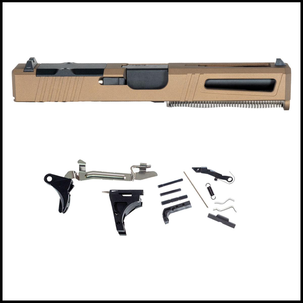 DTT Stiffler MFG Lionheart-Burnt Bronze-Nitride Barrel Glock 17 Compatible Full Pistol Build Kit (Everything Minus Frame)