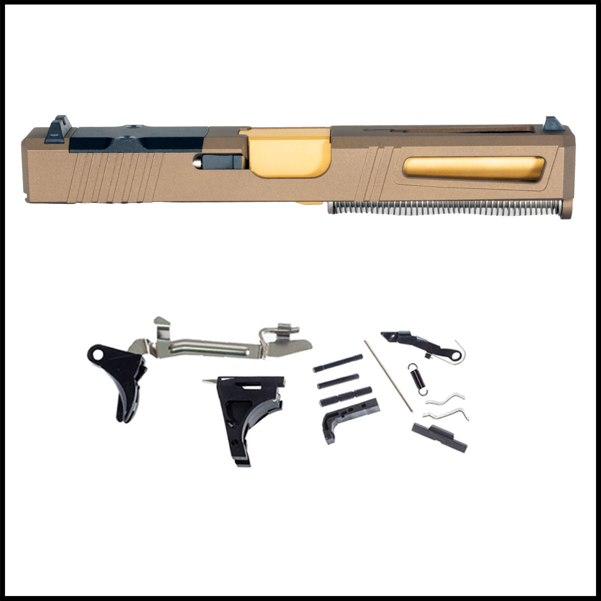 DTT Stiffler MFG Lionheart-Burnt Bronze-Gold Barrel Glock 17 Compatible Full Pistol Build Kit (Everything Minus Frame)