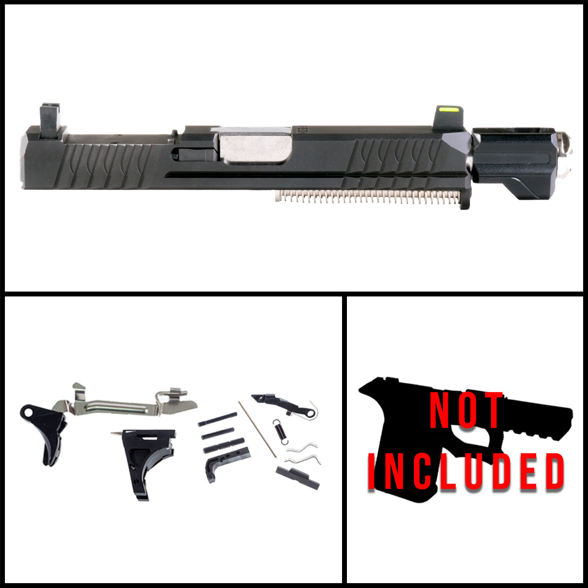 DTT 'Iron Fist' 9mm Full Pistol Build Kit (Everything Minus Frame) - Glock 19 Gen 1-3 Compatible
