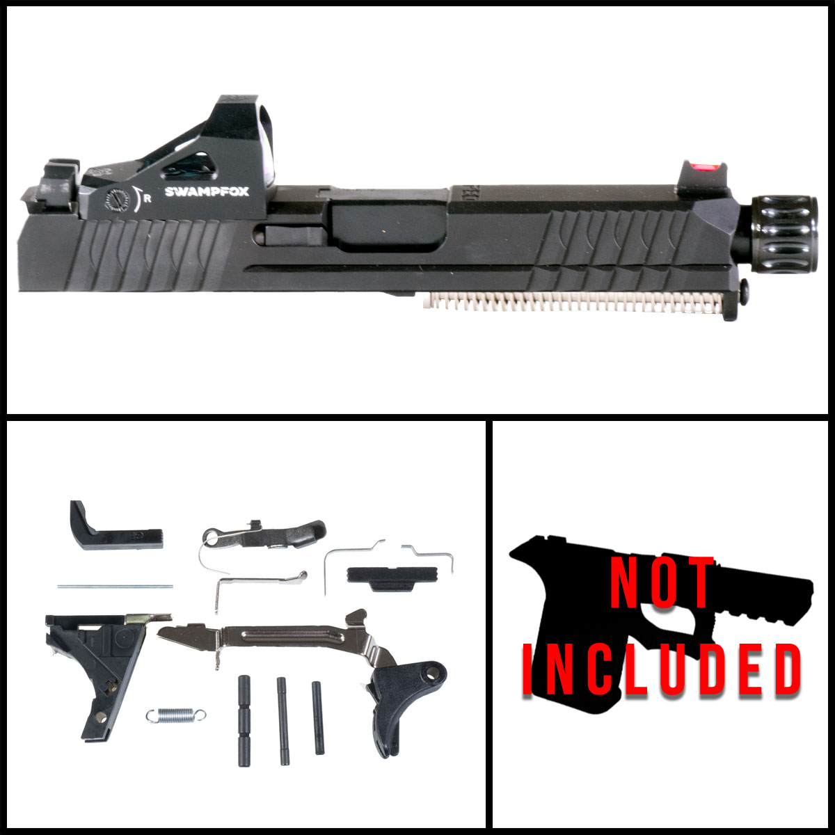 DD 'Pouli w/Red Dot' 9mm Full Pistol Build Kit (Everything Minus Frame) - Glock 19 Gen 1-3 Compatible