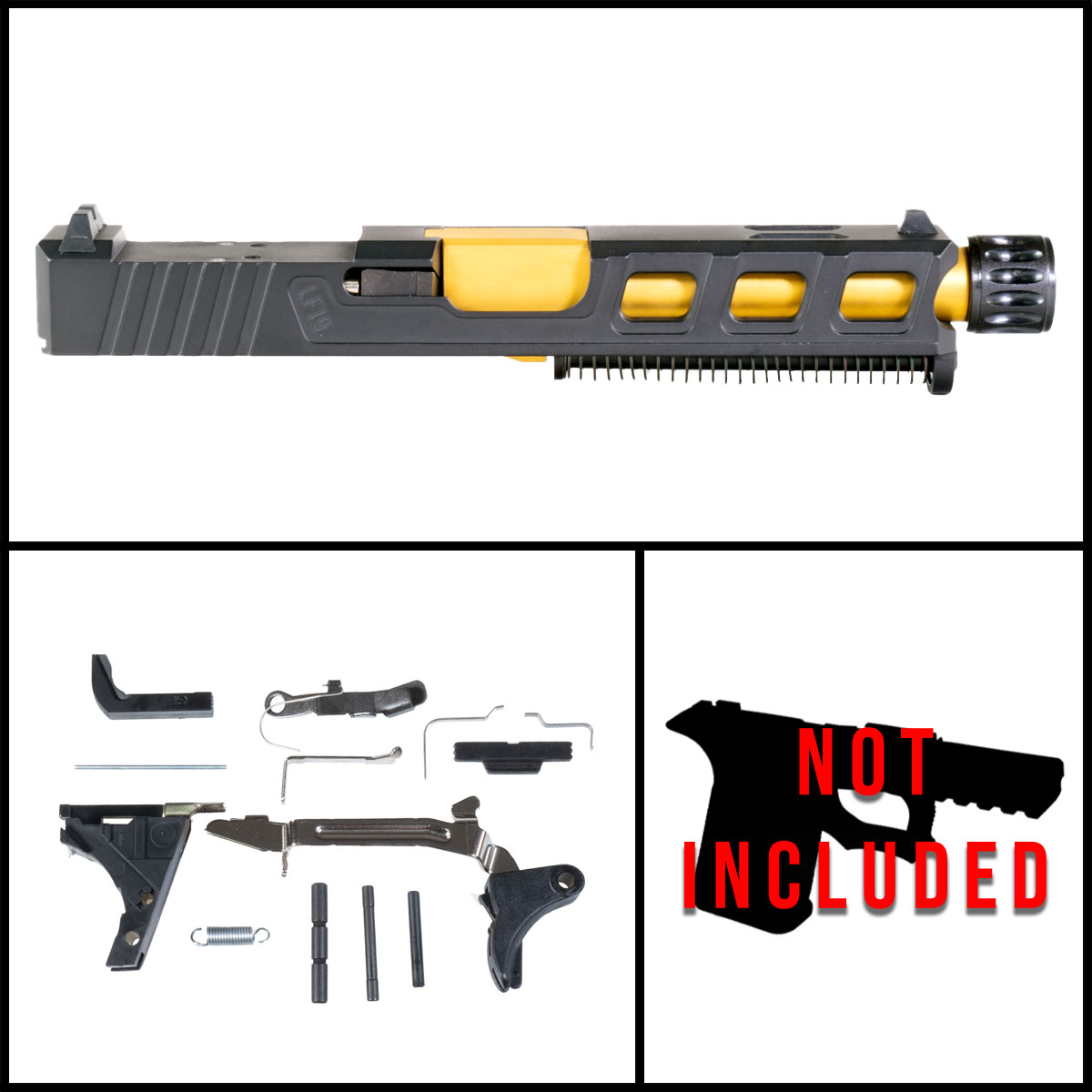 DTT 'Auge' 9mm Full Pistol Build Kit (Everything Minus Frame) - Glock 19 Gen 1-3 Compatible