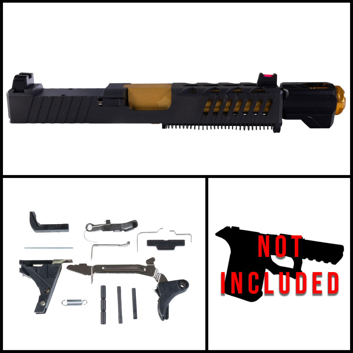 DD 'Pow w/ Tyrant Designs Compensator' 9mm Full Pistol Build Kit (Everything Minus Frame) - Glock 19 Gen 1-3 Compatible