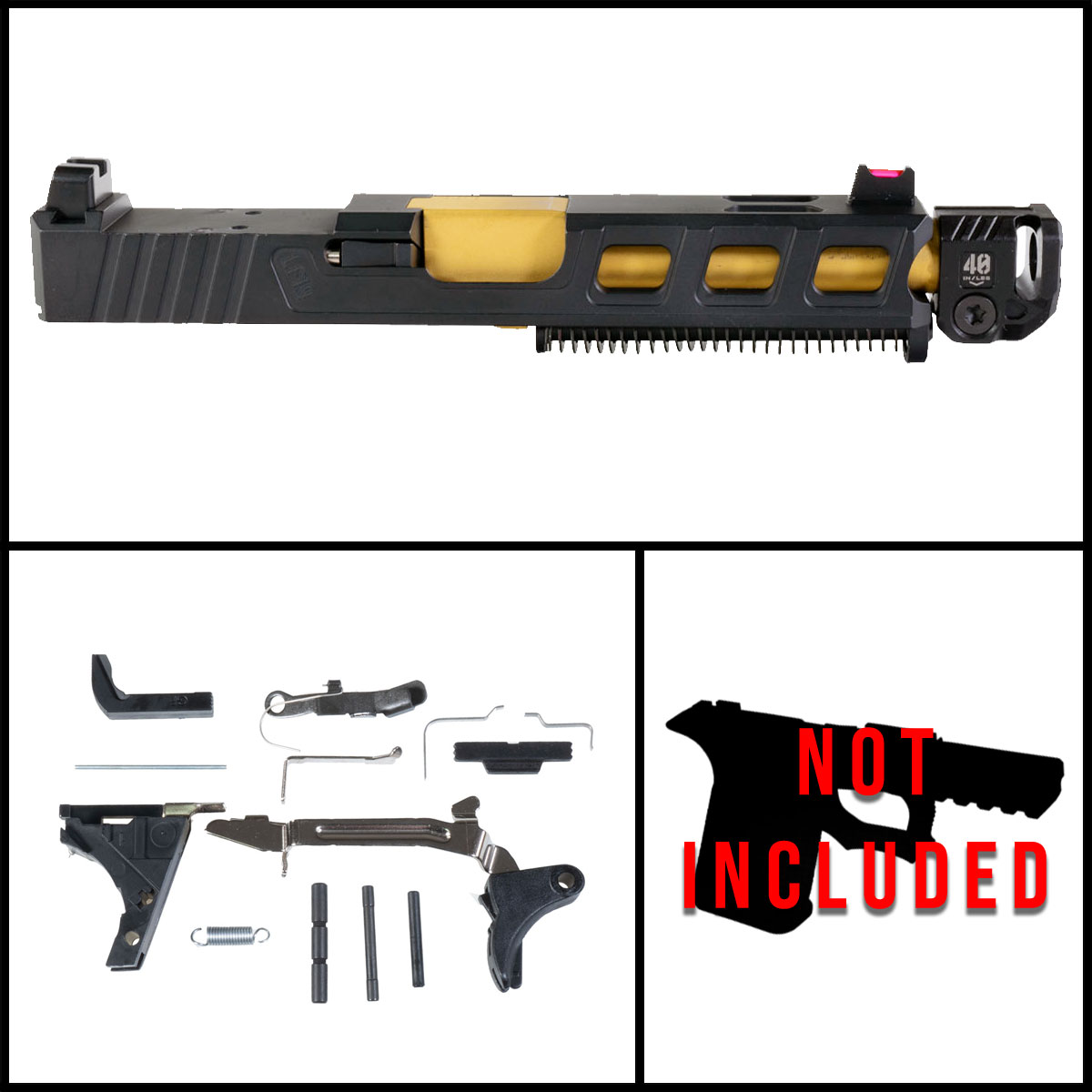 DTT 'Dangan w/ Strike Industries Compensator' 9mm Full Pistol Build Kit (Everything Minus Frame) - Glock 19 Gen 1-3 Compatible