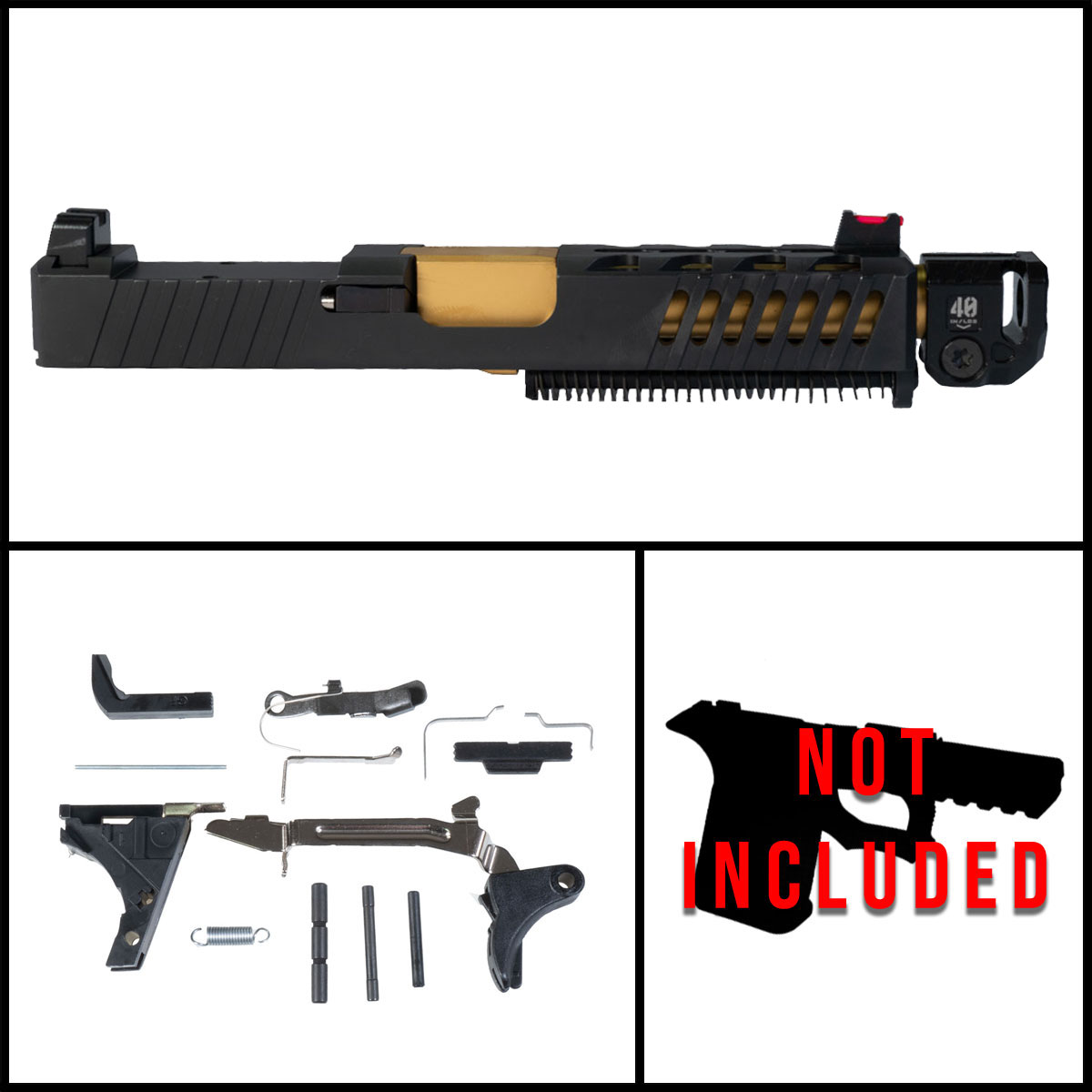 DTT 'Obsidio w/ Strike Industries Compensator' 9mm Full Pistol Build Kit (Everything Minus Frame) - Glock 19 Gen 1-3 Compatible