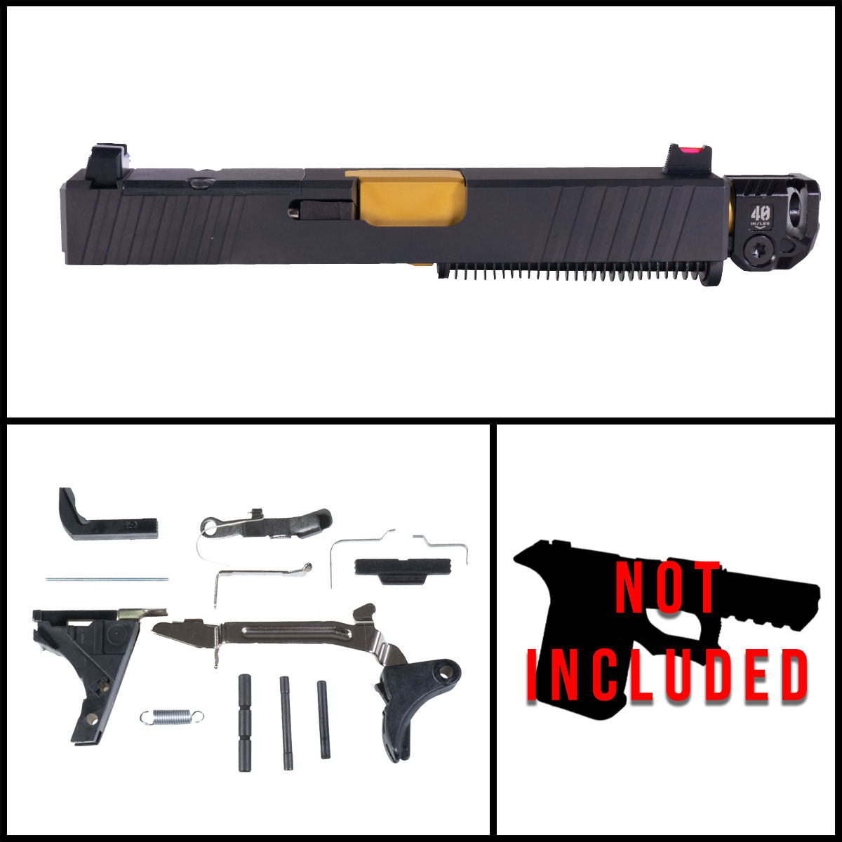DD 'Dux w/ Strike Industries Compensator' 9mm Full Pistol Build Kit (Everything Minus Frame) - Glock 19 Gen 1-3 Compatible
