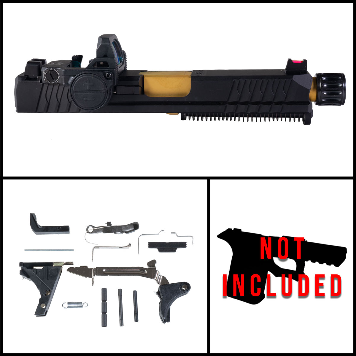 DTT 'Veni, Vidi, Vici w/ VISM FlipDot Pro' 9mm Full Pistol Build Kit (Everything Minus Frame) - Glock 19 Gen 1-3 Compatible