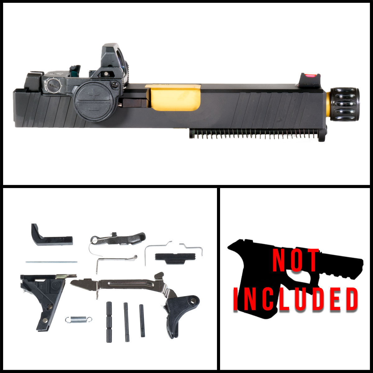 MMC 'Tempus Fugit w/ VISM FlipDot Pro' 9mm Full Pistol Build Kit (Everything Minus Frame) - Glock 19 Gen 1-3 Compatible