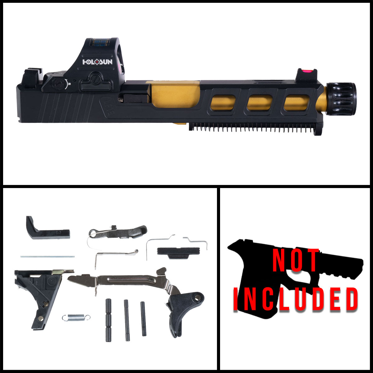 DD 'Cui Bono? w/ HS507C-X2 Red Dot' 9mm Full Pistol Build Kit (Everything Minus Frame) - Glock 19 Gen 1-3 Compatible