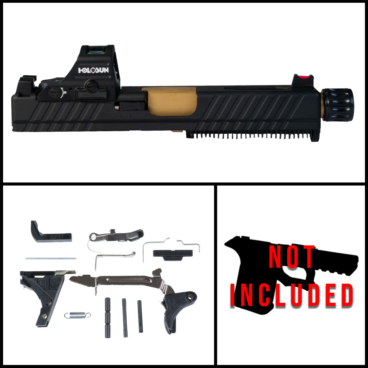 DTT 'Pax Vobiscum w/ HS507C-X2 Red Dot' 9mm Full Pistol Build Kit (Everything Minus Frame) - Glock 19 Gen 1-3 Compatible