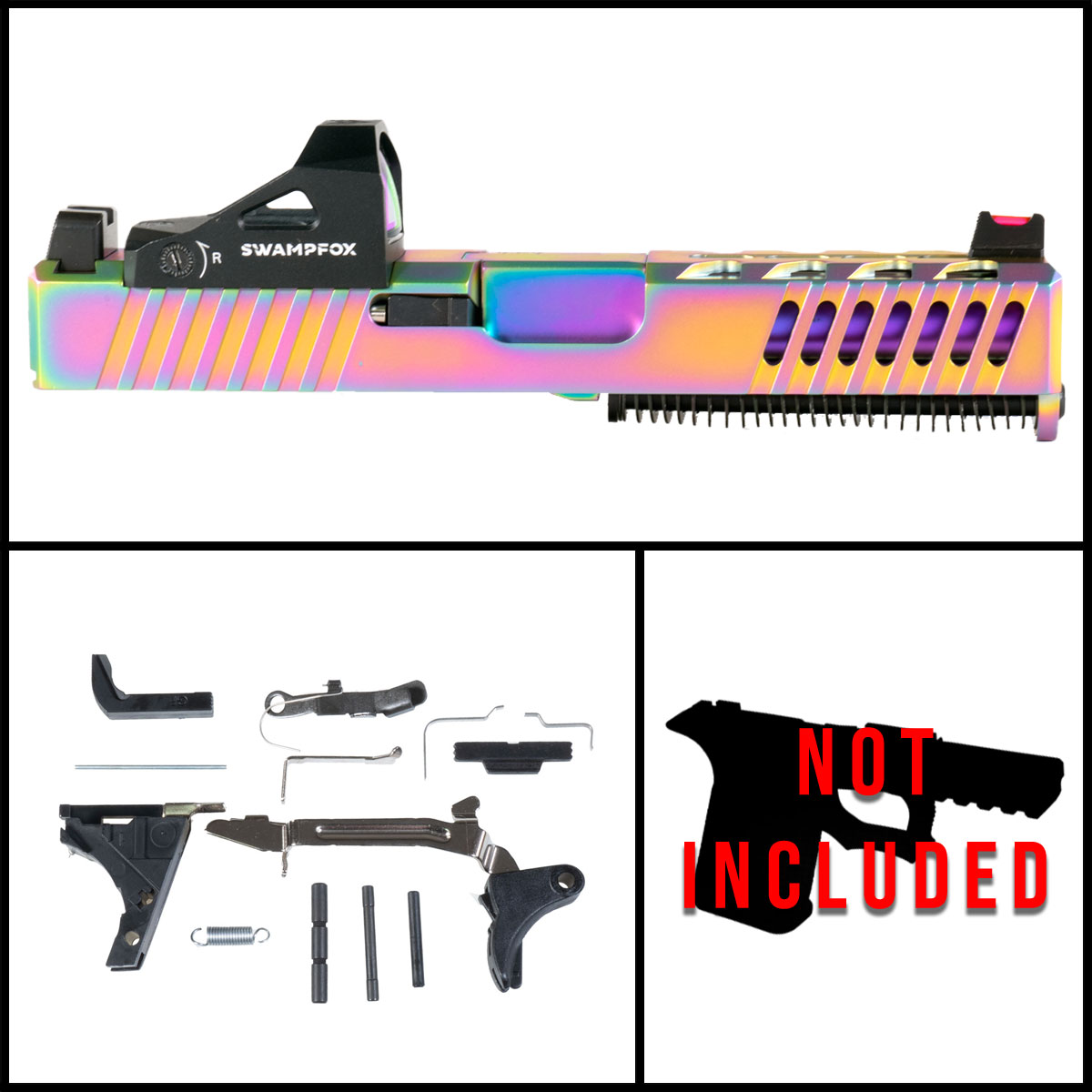 DTT 'SkyShade w/ Swampfox Justice RMR' 9mm Full Pistol Build Kits (Everything Minus Frame) - Glock 19 Gen 1-3 Compatible