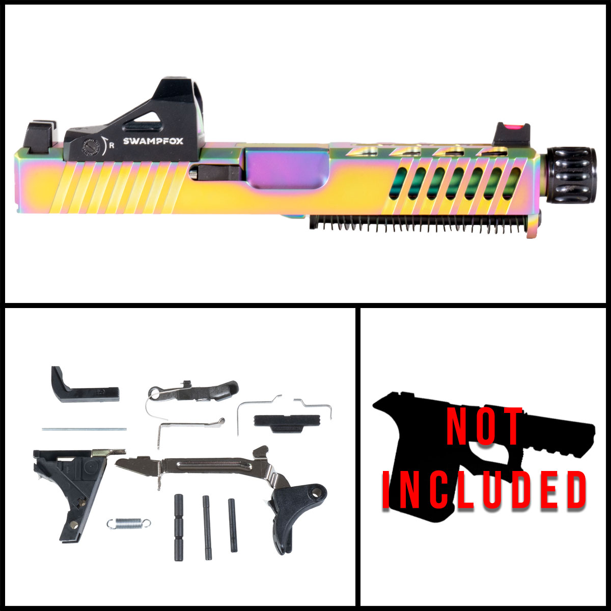 DD 'Lumina w/ Swampfox Justice RMR' 9mm Full Pistol Build Kits (Everything Minus Frame) - Glock 19 Gen 1-2 Compatible