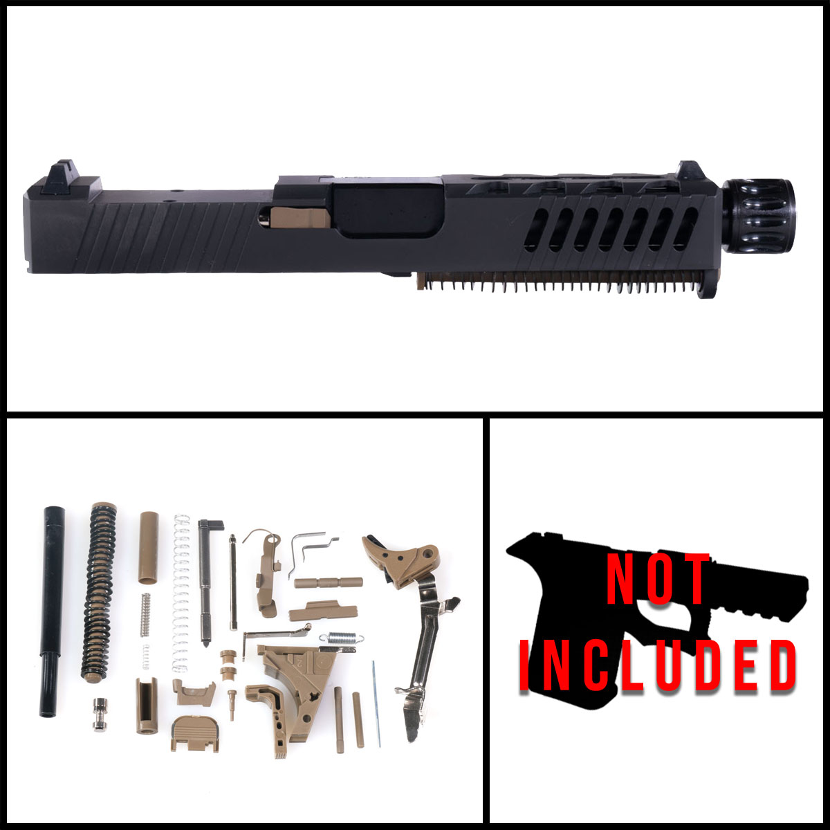 DD 'Sand Storm' 9mm Full Pistol Build Kit (Everything Minus Frame) - Glock 19 Gen 1-3 Compatible